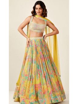 Basanti Kapde aur Koffee - Multicoloured Printed Lehenga And Stitched Blouse With Dupatta