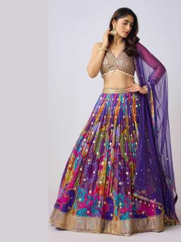 Basanti Kapde aur Koffee - Purple Lehenga And Stitched Blouse With Dupatta