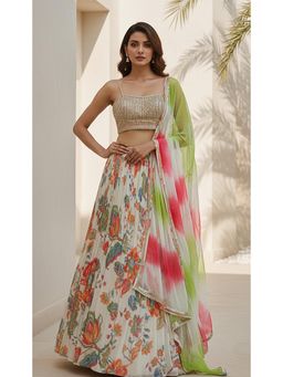 Basanti Kapde aur Koffee - Ivory Elysian Embroidered Lehenga And Stitched Blouse With Dupatta