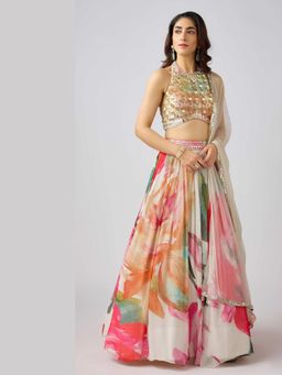 Basanti Kapde aur Koffee - Multi Embroidered Lehenga And Stitched Blouse With Dupatta