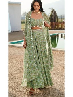 Basanti Kapde aur Koffee - Pista Lehenga And Blouse With Cape
