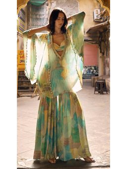 Basanti Kapde aur Koffee - The Abstract Printed Aqua Kaftan
