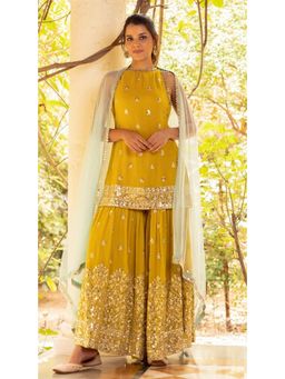 Basanti Kapde aur Koffee - Sequins Detailed Kurta with Sharara and Dupatta