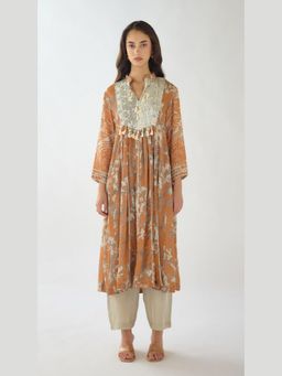 Basanti Kapde aur Koffee - The Amber Dusk Orange Georgette Kurta with Palazzo