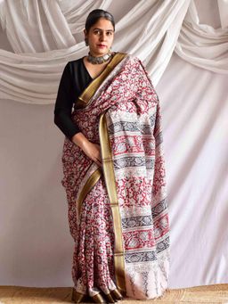 Sundarii - Women Multi-Colour Silk Floral Saree without Blouse
