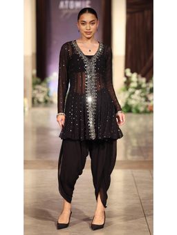 Basanti Kapde aur Koffee - Black Mukaish Georgette Kurta and Dhoti Pant