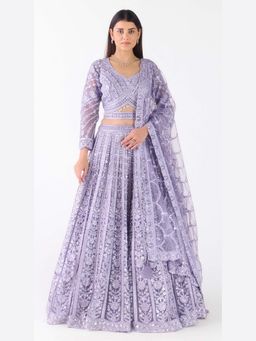 Basanti Kapde aur Koffee - Lavender Lehenga And Stitched Blouse With Dupatta And Belt