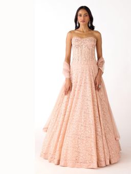 Basanti Kapde aur Koffee - The Gentle Camillia Lehenga And Corset With Dupatta