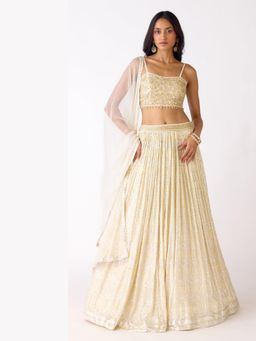 Basanti Kapde aur Koffee - The Celestial Gem Lehenga And Stitched Blouse With Dupatta