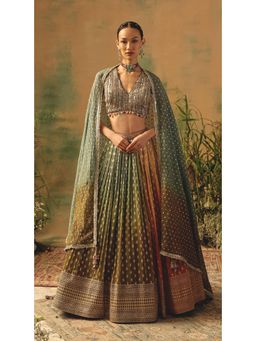 Basanti Kapde aur Koffee - The Haldi Forest Lehenga And Stitched Blouse With Dupatta