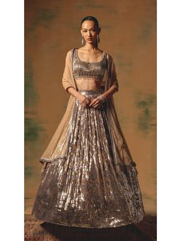 Basanti Kapde aur Koffee - The Desert Drift Lehenga And Stitched Blouse With Dupatta
