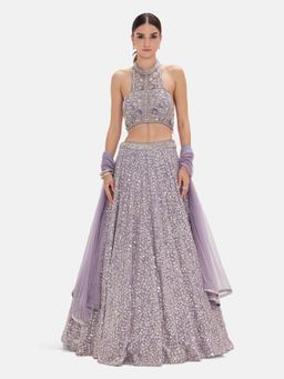 Basanti Kapde aur Koffee - The Regal Lilac Lehenga And Stitched Blouse With Dupatta