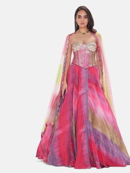 Basanti Kapde aur Koffee - The Iris Mirage Lehenga And Corset With Dupatta