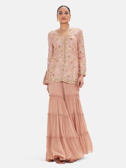 Basanti Kapde aur Koffee - The Rose Champagne Mirror Work Sharara