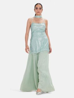 Basanti Kapde aur Koffee - The Minted Nebula Kurta with Sharara and Dupatta