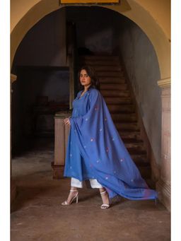 Sutra Art of Clothing - Handloom Seren Blue Sita Kochu Jamdani Dupatta