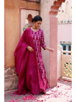 Sutra Art of Clothing - Rich Purple Pure Organza Silk Bansari Dupatta