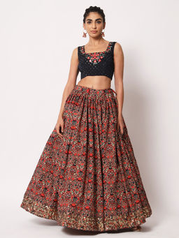 Odette - Elegant Multicolor Art Silk Semi-stitched Lehenga Choli
