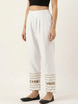 Bcz Style - White Women Mid Waist Regular Fit Pant