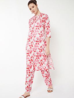 max - Off White Floral Print Straight Pant