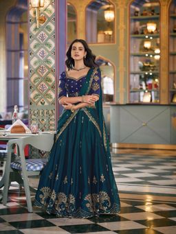 LooknBook Art - Green Rangoli Silk Lehenga and Choli with Dupatta