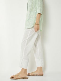 max - Beige Women Mirror Work Straight Pant