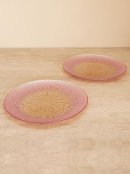 Pure Home + Living - Set of 2 Pink Radial Gradient Glass Dinner Plates