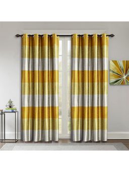 Deco Window - Door Curtain Silk Route Yellow 9 Feet