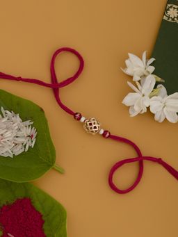 Praavy - Intricate 925 Sterling Silver Beaded Rakhi with Moli for Brother