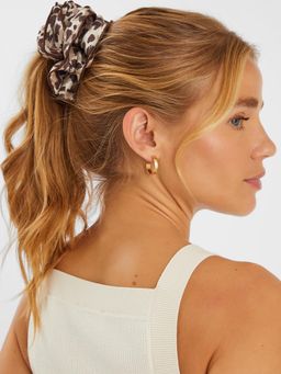 Accessorize London - Brown Printed Fabric Scrunchie