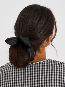 Accessorize London - Black Solid Synthetic Scrunchie