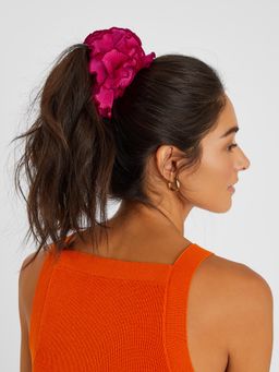 Accessorize London - Pink Solid Synthetic Scrunchie