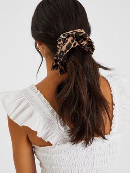Accessorize London - Brown Printed Fabric Scrunchie