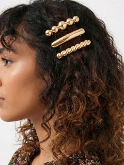 Accessorize London - Gold Solid Metal Hair Pins Pack of 3)