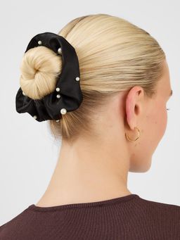 Accessorize London - Black Embellished Synthetic Scrunchie