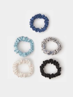 Accessorize London - Multi-Color Printed Synthetic Scrunchies Pack of 5)