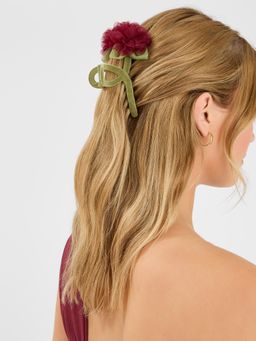 Accessorize London - Maroon Embellished Synthetic Hair Clip