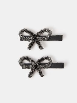 Accessorize London - Black Embellished Metal Hair Pins Pack of 2)