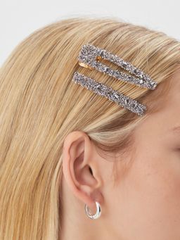 Accessorize London - Silver Embellished Metal Hair Pins Pack of 2)
