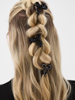 Accessorize London - Black Embellished Plastic Hair Clips Pack of 3)