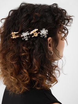 Accessorize London - Silver Embellished Metal Hair Clips Pack of 4)