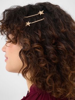 Accessorize London - Gold Solid Metal Hair Pins Pack of 2)