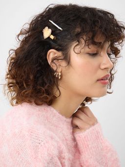 Accessorize London - Gold Solid Metal Hair Pins Pack of 2)