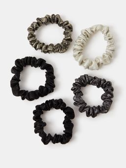 Accessorize London - Multi-Color Printed Synthetic Scrunchies Pack of 5)