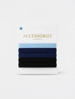 Accessorize London - Multi-Color Solid Synthetic Rubber Bands Pack of 5)
