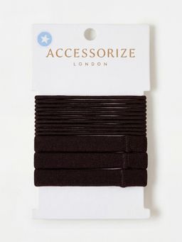 Accessorize London - Brown Printed Synthetic Rubber Bands Pack of 15)