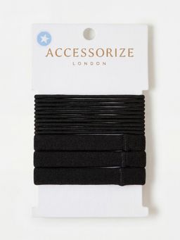 Accessorize London - Black Printed Synthetic Rubber Bands Pack of 15)