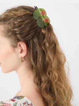 Accessorize London - Green Printed Plastic Hair Clip
