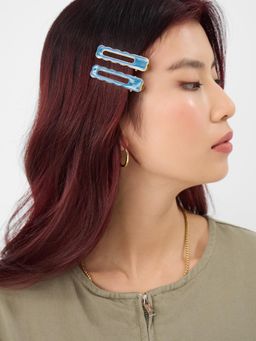 Accessorize London - Blue Solid Plastic & Metal Hair Pins Pack of 2)