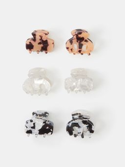 Accessorize London - Brown Printed Plastic Hair Clips Pack of 6)